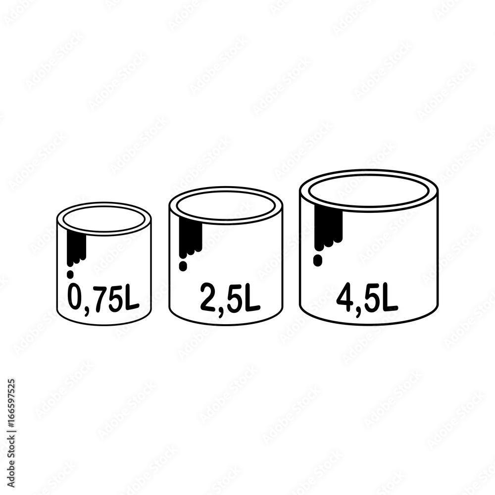 icons paint cans of various sizes in liters icons paint cans of various sizes in liters