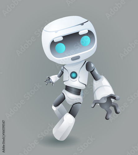 Mascot robot innovation technology science fiction future cute little 3d Icon artificial Intelligence design vector illustration