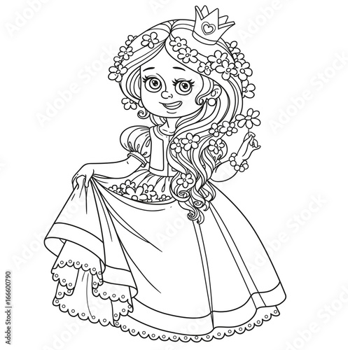 Premium Vector  Coloring book with a princess in a beautiful