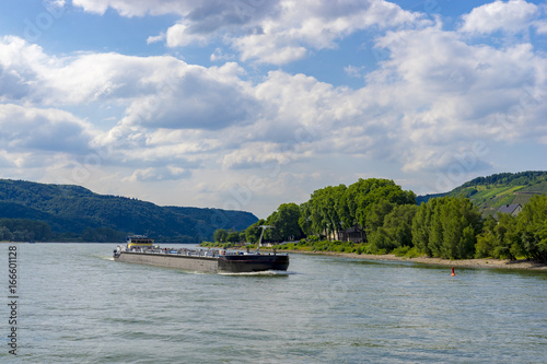 Cargo ship on the Rhine near Andernach City Germany