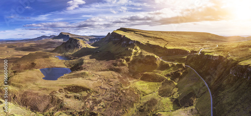 Картината върху платно Aerial view of the stunning Quiraing on the eastern face of Meall na Suiramach,