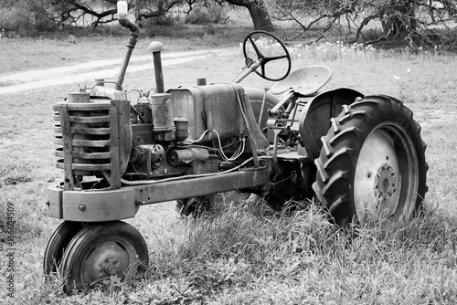 Tractor in Black and White