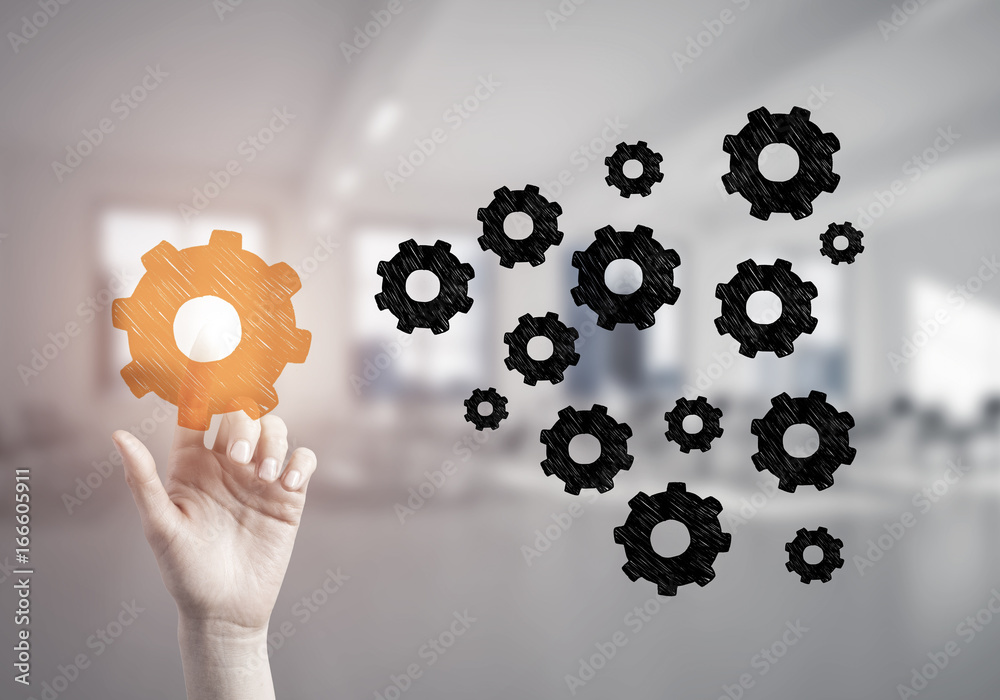 Concept of leadership and teamworking with many icons and one of Concept of leadership and teamworking with many icons and one of