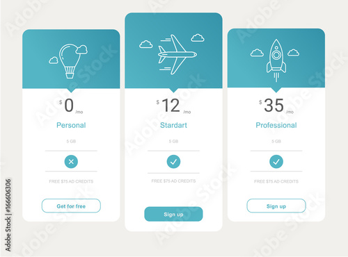 vector price table template design
