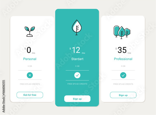 vector price table template design photo