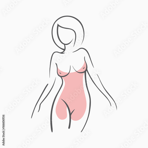 Sexy fitness figure of a girl in the evening dress. Intimate sexy lady, model in a pose. Lovely elastic ass bikini zone. Drawn graphics for design, background