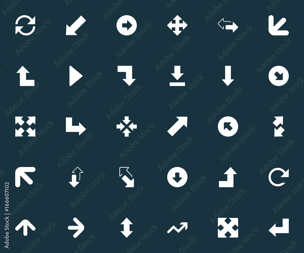 Vector Illustration Set Of Simple Arrows Icons. Elements Circular