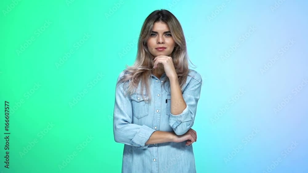 Young smiling caucasian lady looking camera isolated Young smiling caucasian lady looking camera isolated