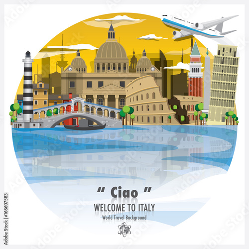 Italian Republic Landmark Global Travel And Journey Background Vector Design Template