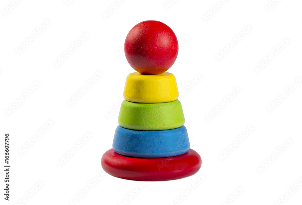 Pyramid build from colored wooden rings Pyramid build from colored wooden rings