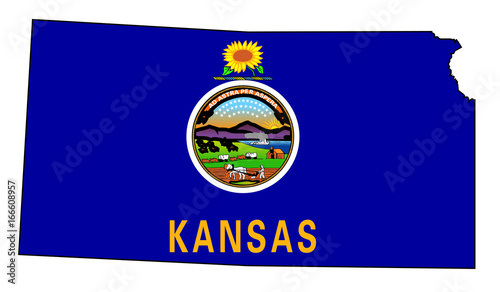 Kansas Outline Map and Flag