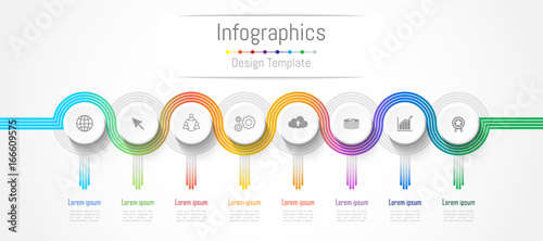 Infographic design elements for your business data with 8 options, parts, steps, timelines or processes. connection lines concept,  Vector Illustration.