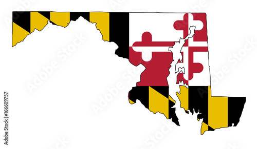 Maryland Outline Map and Flag