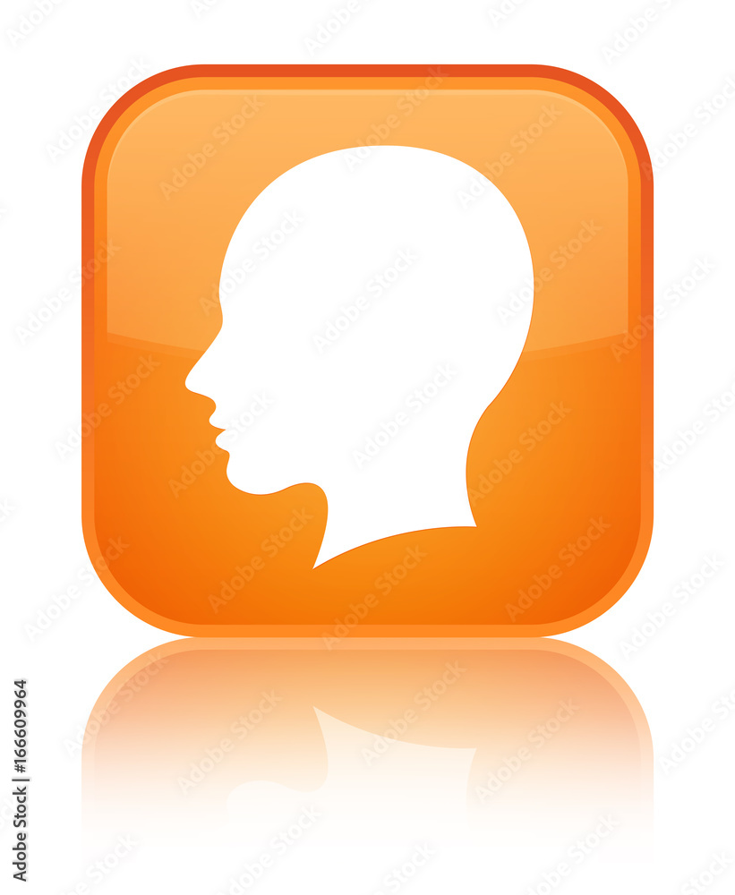 Head female face icon special orange square button