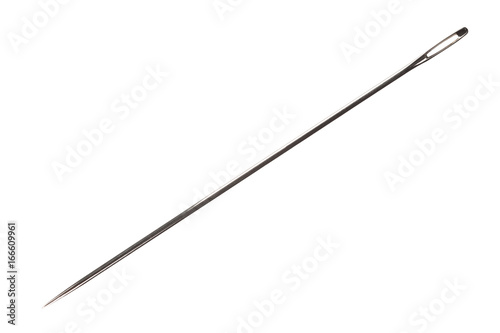 sewing needle without thread on white background