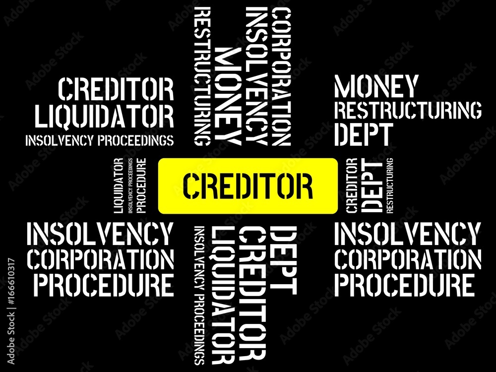 CREDITOR - image with words associated with the topic INSOLVENCY, word, image, illustration CREDITOR - image with words associated with the topic INSOLVENCY, word, image, illustration