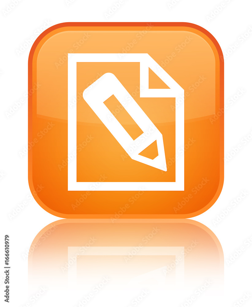 Pencil in page icon special orange square button Pencil in page icon special orange square button