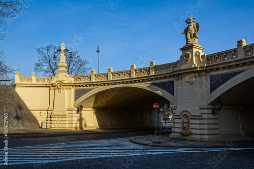 Historic viaduct on the Karowa street  in Warsaw, Poland photo