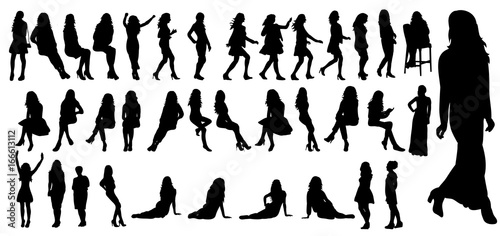 collection of silhouettes of girls and women