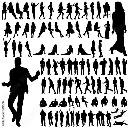 collection of silhouettes of a man and a woman