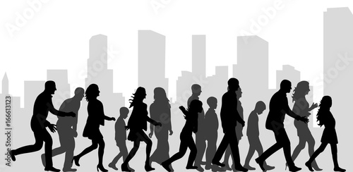 Vector, a collection of silhouettes of people walking