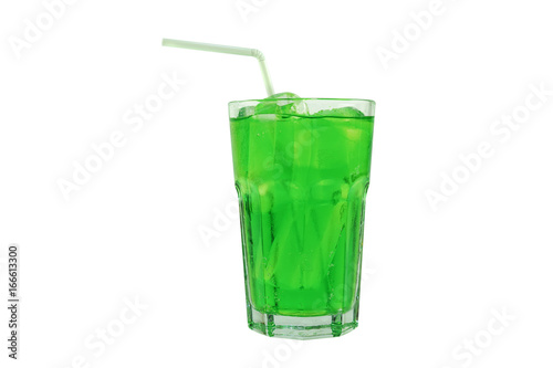 Wallpaper Mural Green soda favour soft drink in clear glass isolated on white background Torontodigital.ca