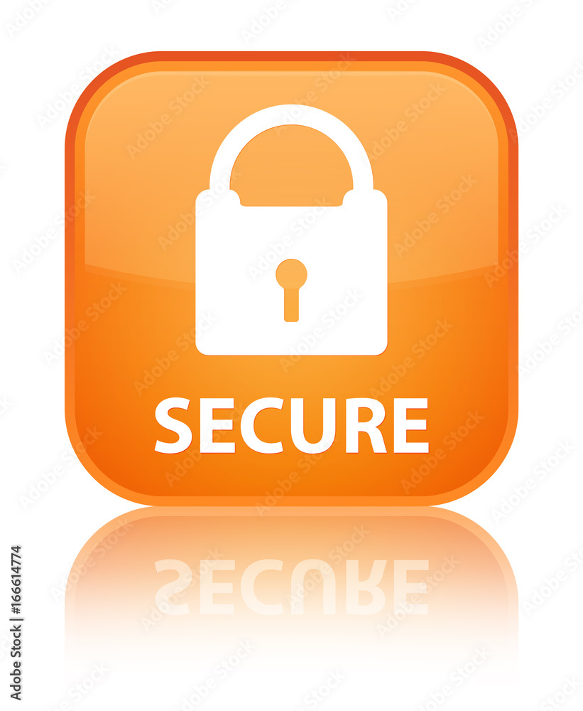 Secure (padlock icon) special orange square button Secure (padlock icon) special orange square button