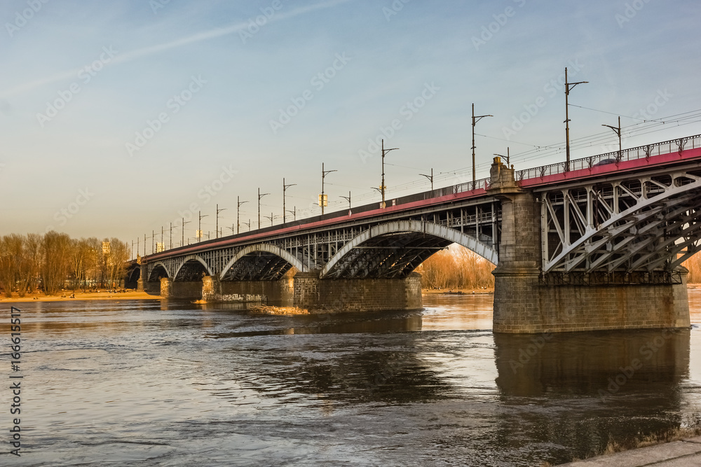 Poniatowski bridge over the Vistula river in Warsaw, Poland Poniatowski bridge over the Vistula river in Warsaw, Poland
