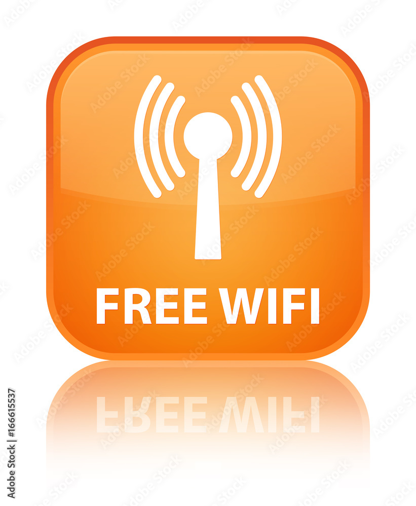 Free wifi (wlan network) special orange square button Free wifi (wlan network) special orange square button