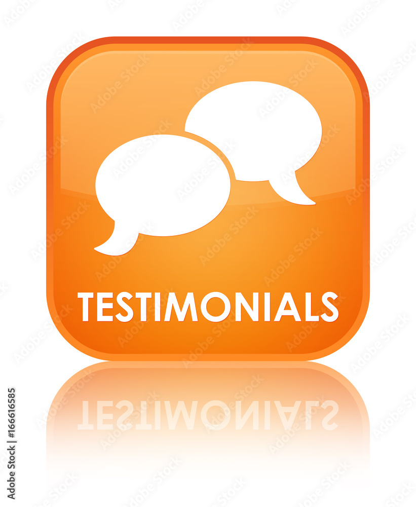 Testimonials (chat icon) special orange square button Testimonials (chat icon) special orange square button