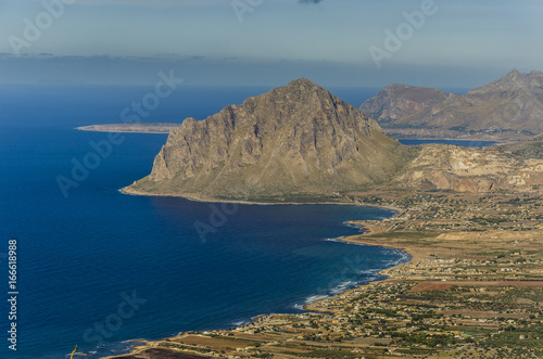 Panoramic view from the city of erice of the sicilian coast