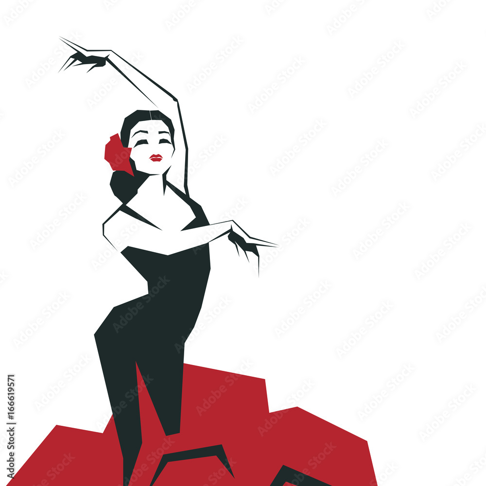 Vettoriale Stock Flamenco Dancer in expressive impressive pose.  Minimalistic laconic | Adobe Stock
