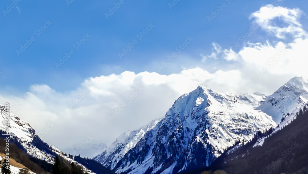 Snow-covered mountaintops