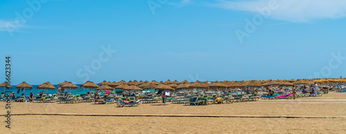 Benalmadena  Spain  june 27  2017  Tourists lying on the Benalmadena beach near Malaga