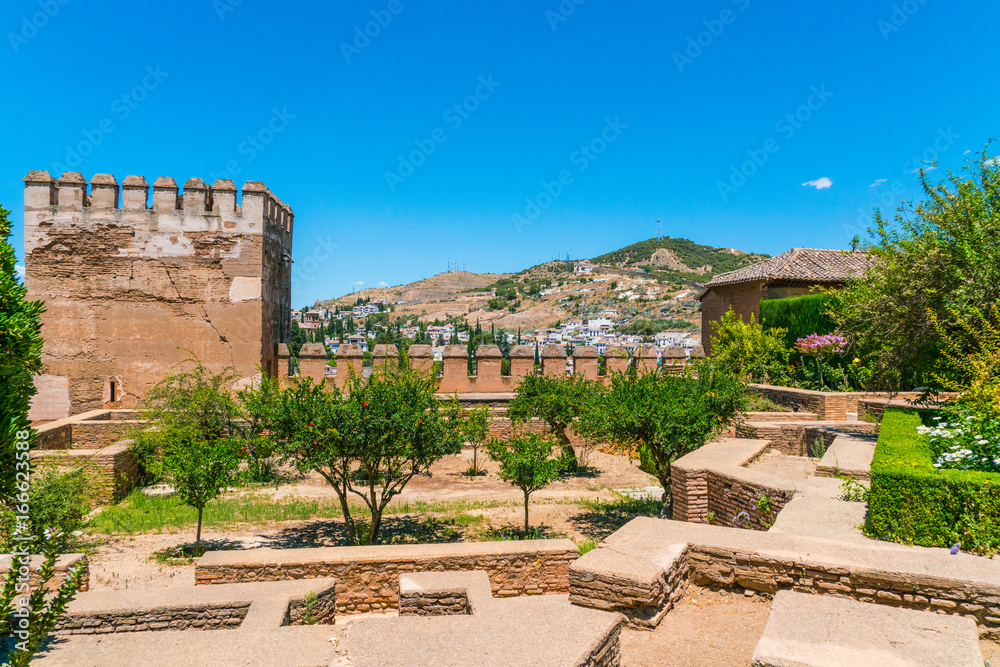 Granada, Spain, juli 1, 2017: View on Granada from the old city of La Alhambra