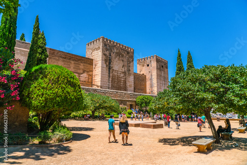 Granada, Spain, juli 1, 2017: Tourists visiting the old city of La Alhambra near Granada