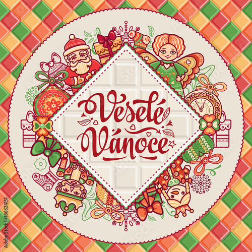 Vesele Vanoce. Vector. Czech language. Warm 