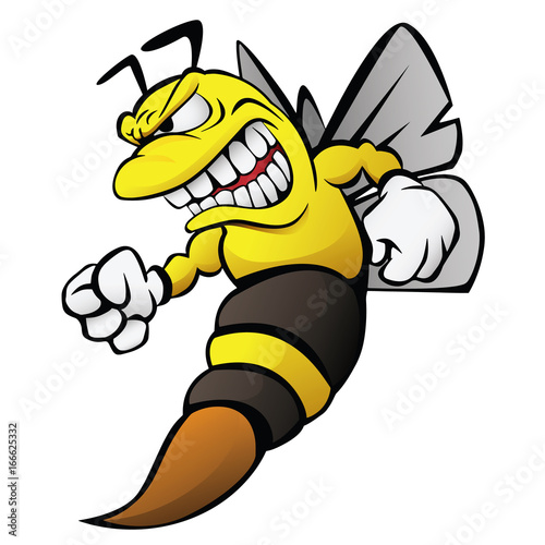 Bee Hornet Yellow Jacket Cartoon Isolated Vector Illustration