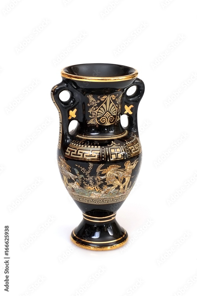 A copy of an ancient Greek black vessel for wine or olive oil