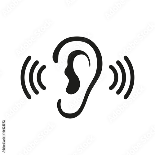 Ear Listening Hearing Audio Sound Waves vector icon photo