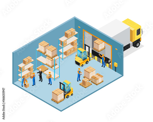 Warehouse Inside Isometric Composition