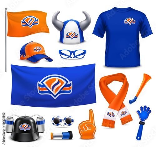 Sport Supporters Fans  Accessories Realistic Set 