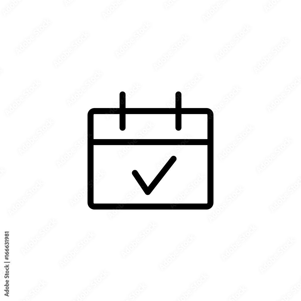 date ok, event approve line black icon