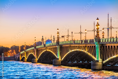 Троицкий мост белой ночью Ttroitsky Bridge in St. Petersburg