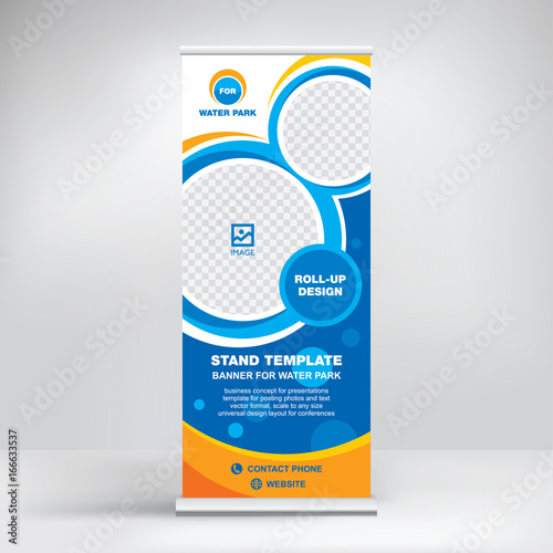 Roll-up banner to advertise the water Park, swimming pool, various types of summer fun.