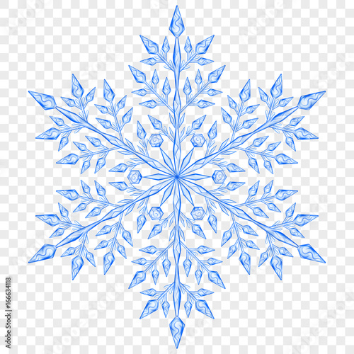 Big translucent Christmas snowflake. Transparency only in vector file