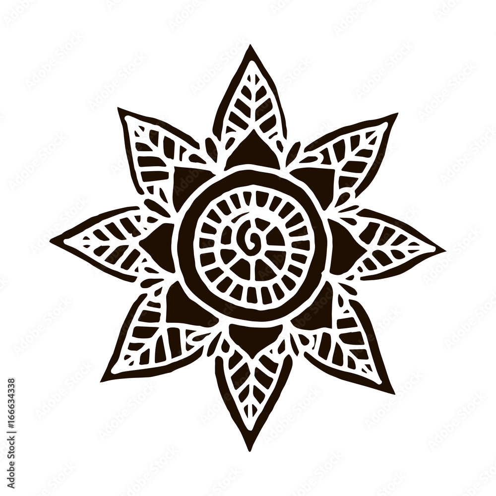 Flower mandala in hand drawn style. Vector illustration Flower mandala in hand drawn style. Vector illustration