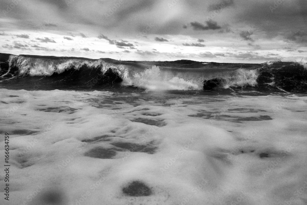 stormy sea waves breaking