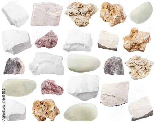 Fotografie, Obraz collection of various limestone rocks isolated