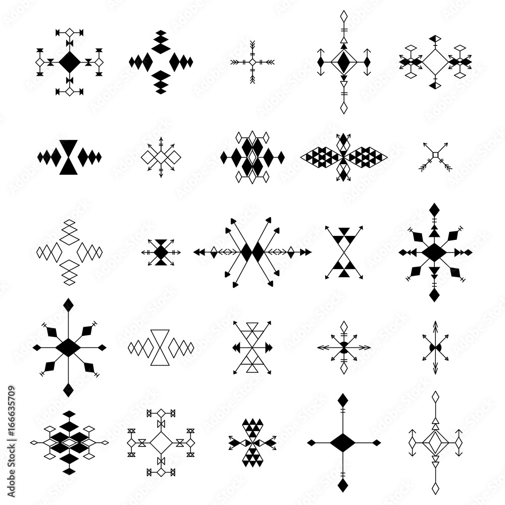 Aztec patterns set in simple style Aztec patterns set in simple style